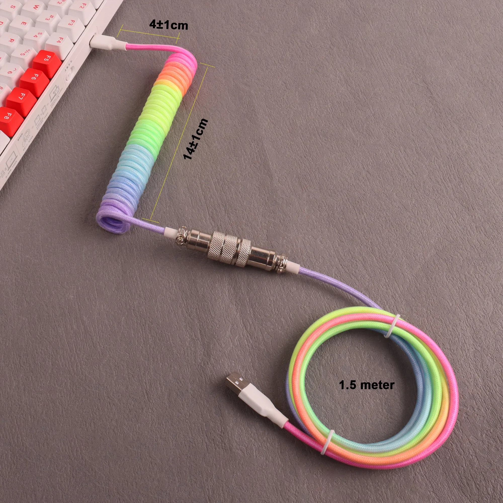 LANO - Câble de clavier en spirale avec connecteur aviateur GX16, USB vers Type-C - Image 3