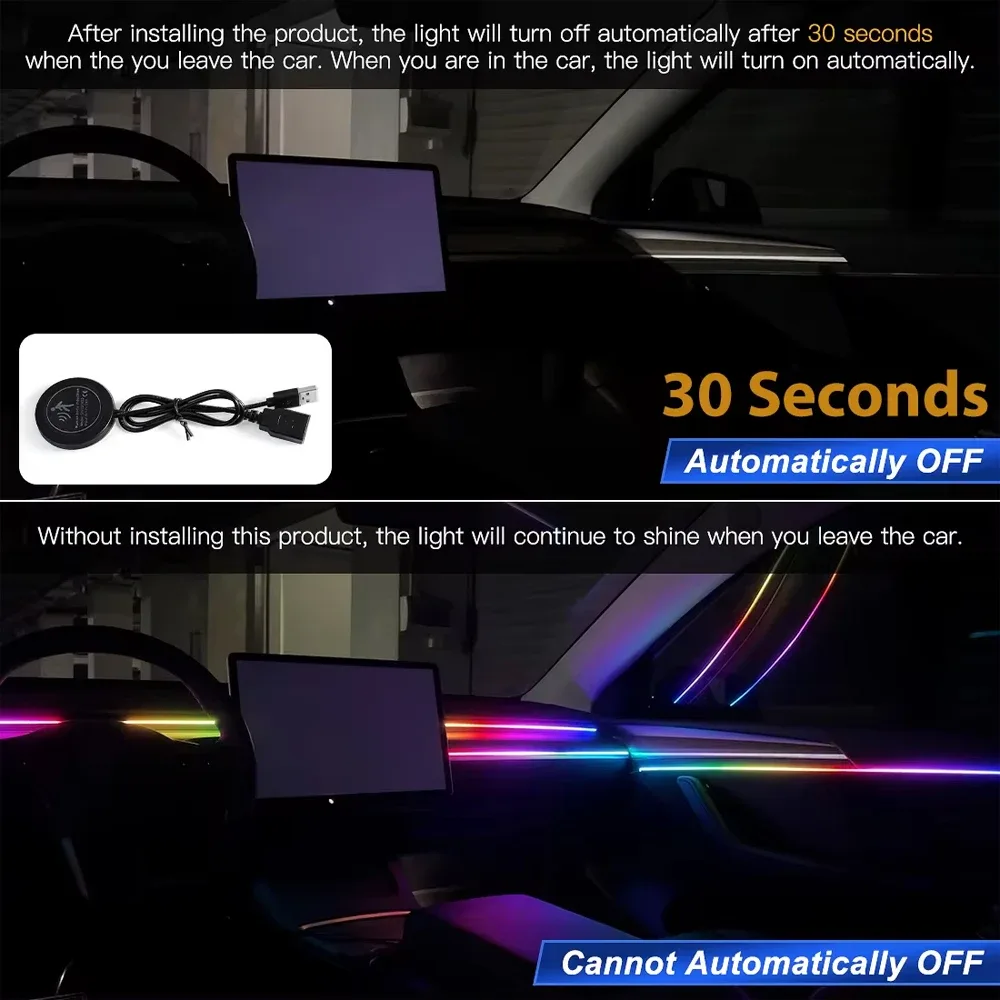 Éclairage d'ambiance LED Symphony pour Tesla Model 3, Y, S, X - Bande de 110 cm avec module d'arrêt automatique - Image 3