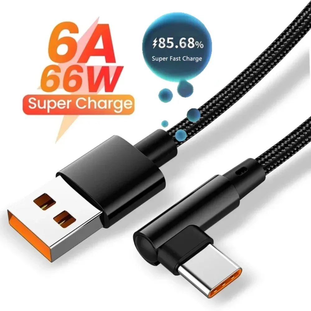 Câble USB vers USB-C 10A coudé à 90° - Charge rapide PD - Image 1