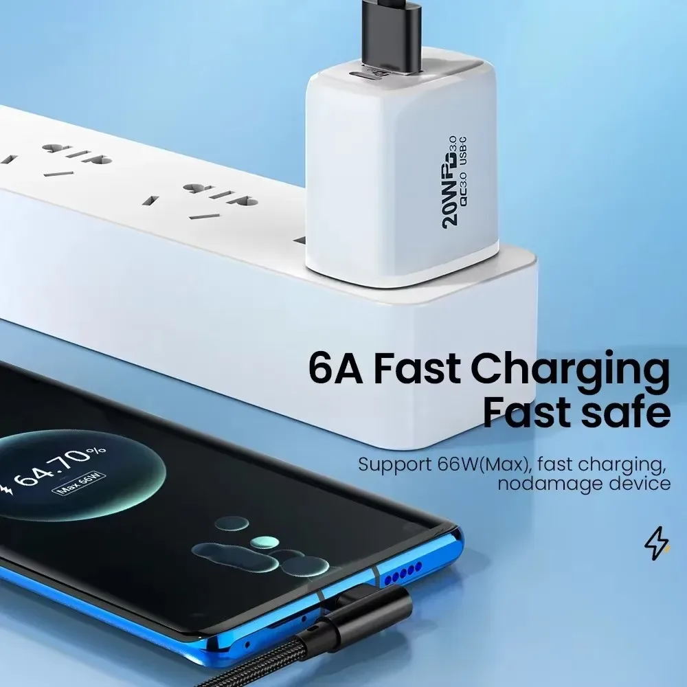 Câble USB vers USB-C 10A coudé à 90° - Charge rapide PD - Image 5