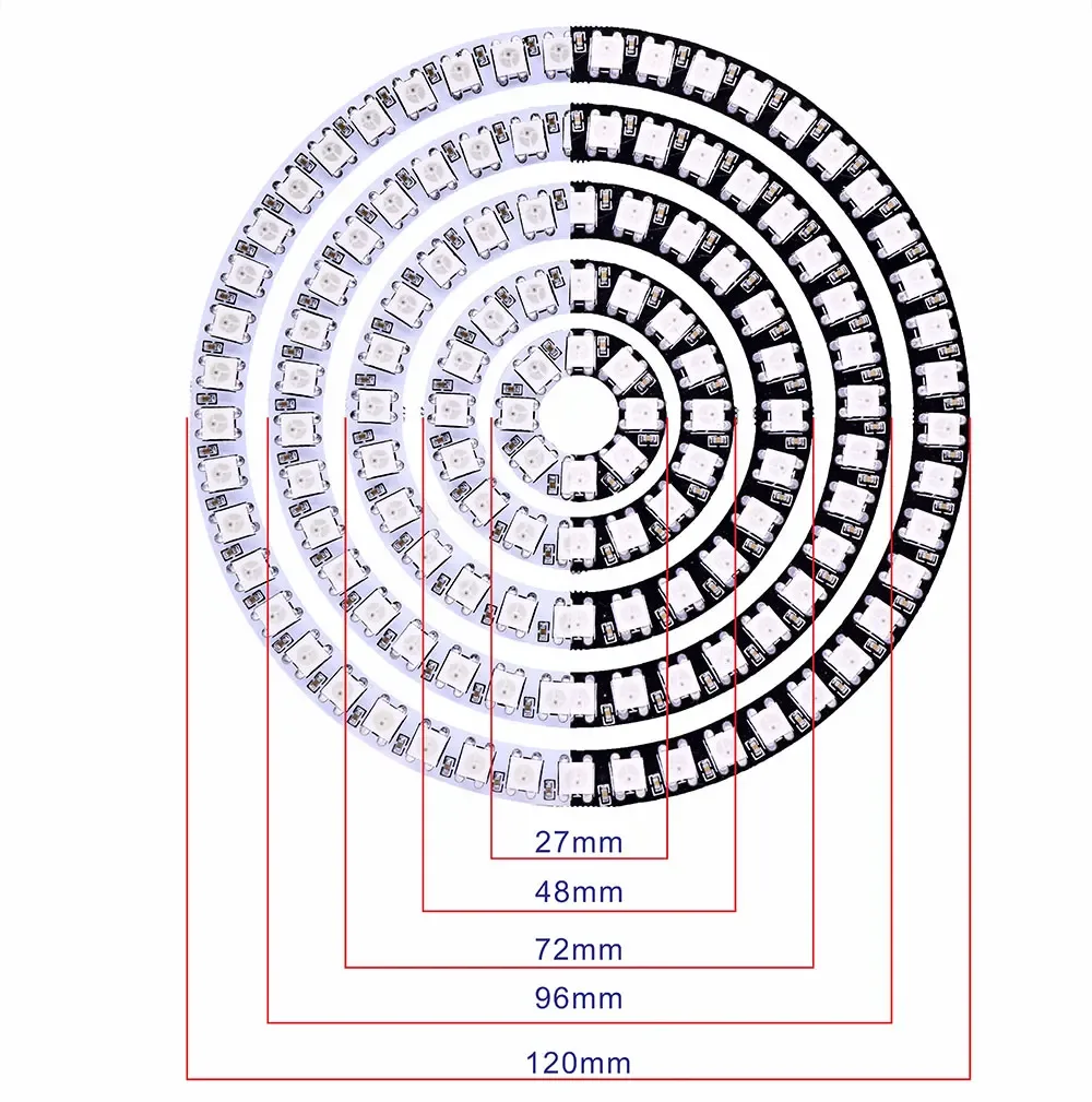 Anneau LED WS2812B Adressable Individuellement (8/12/16/24/35/42 LEDs) - SMD 5050 - 5V - Image 6