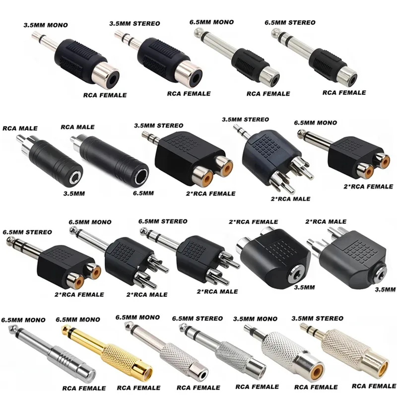 Lot de 5 adaptateurs audio Jack 6,35 mm mâle vers 3,5 mm femelle - Image 1