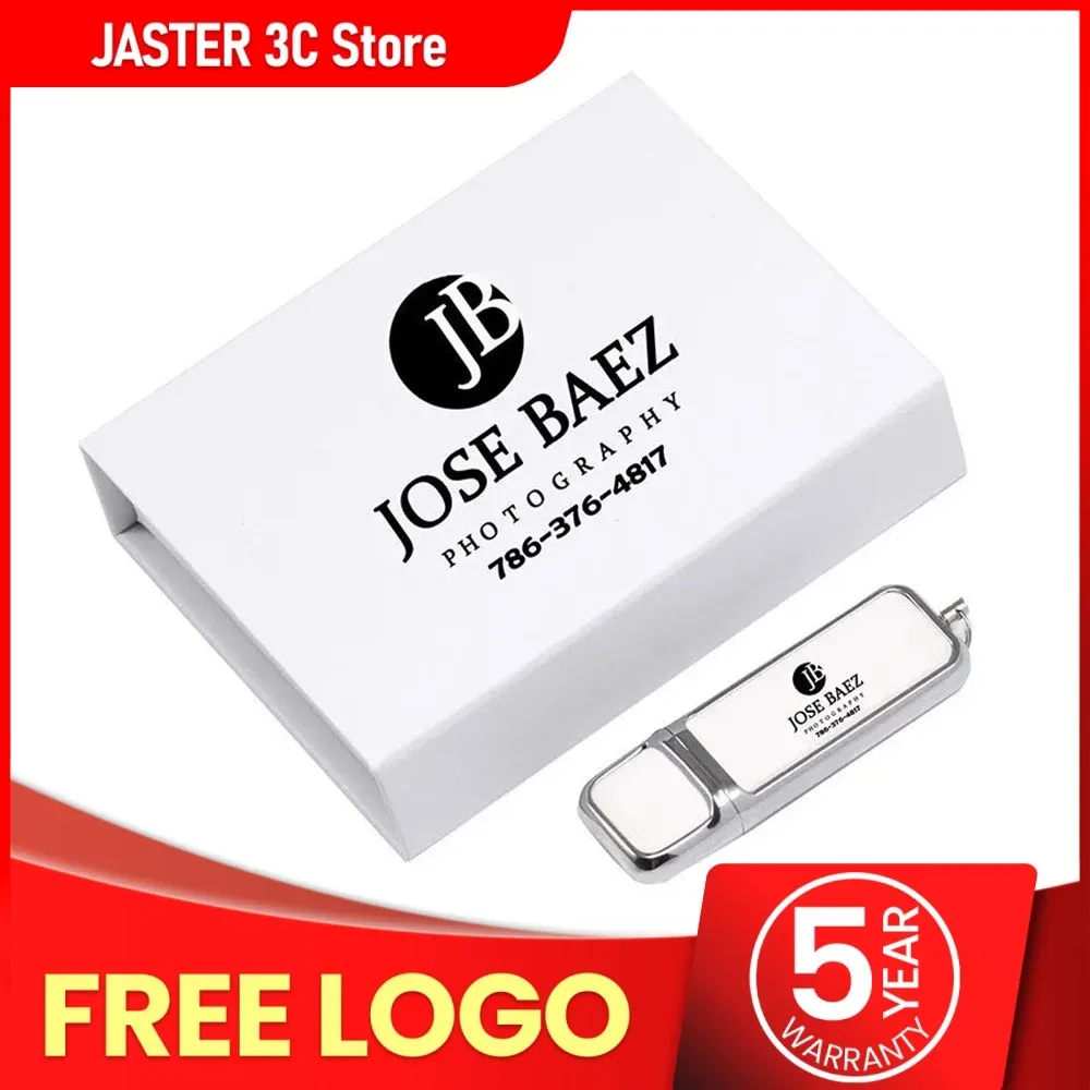 Clé USB 2.0 JASTER en cuir personnalisable avec impression de logo en couleur - Image 1