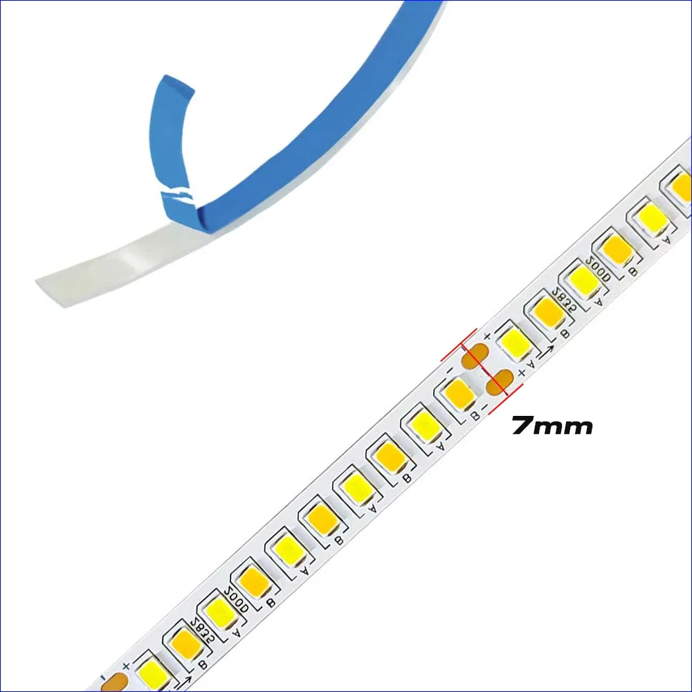 Ruban LED à courant constant, 100 m, 3 couleurs (3000K + 6500K), largeur 7 mm, 2 points de soudure - Image 2