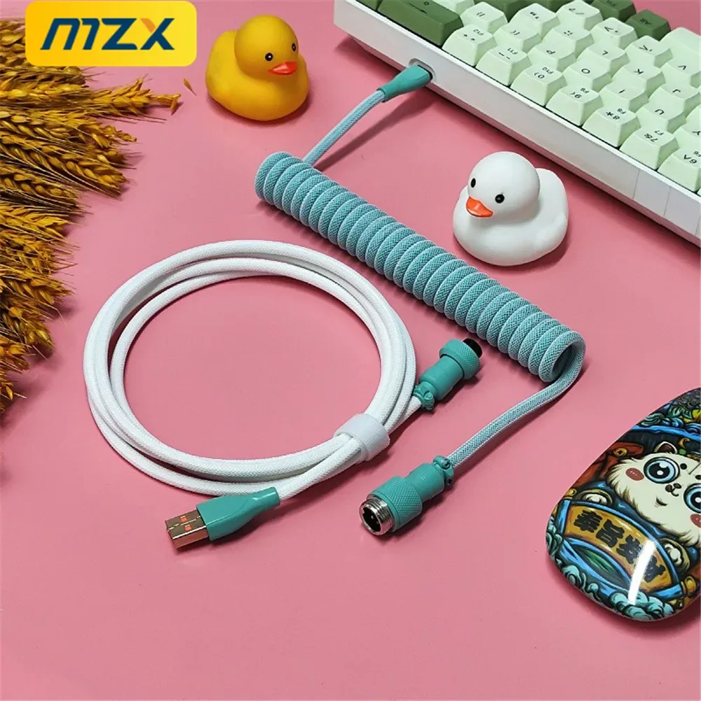 Câble USB-C torsadé à double gaine avec connecteur aviateur pour clavier mécanique - Image 3