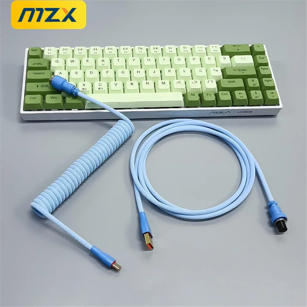 Câble USB-C torsadé à double gaine avec connecteur aviateur pour clavier mécanique - Image 2