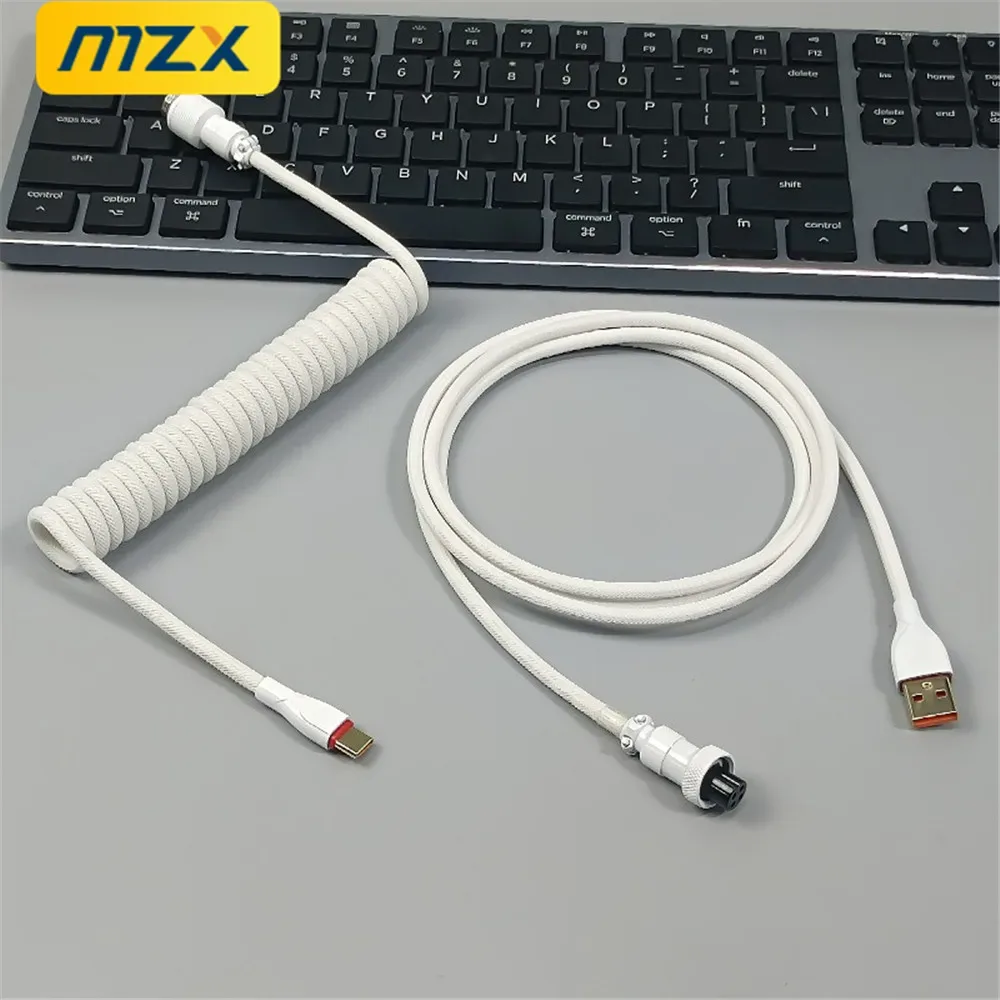 Câble USB-C torsadé à double gaine avec connecteur aviateur pour clavier mécanique - Image 4