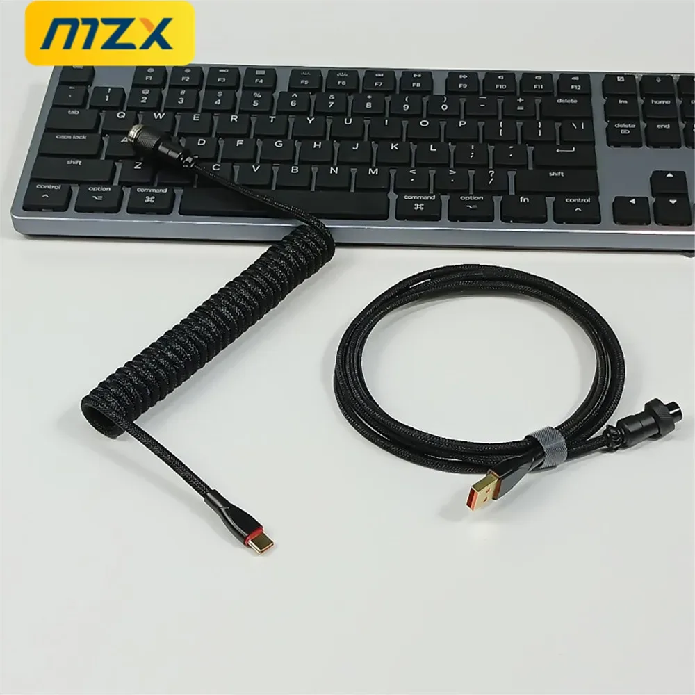 Câble USB-C torsadé à double gaine avec connecteur aviateur pour clavier mécanique - Image 5