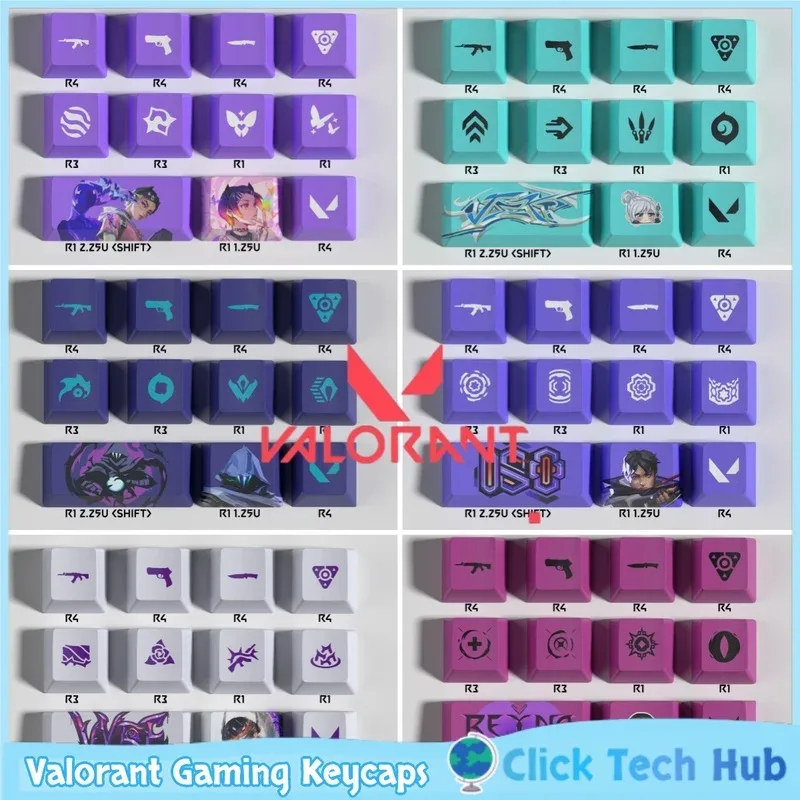 Set de 11 touches PBT Valorant - Profil OEM - Clove, Jett, Reyna, Omen, Sage & Viper - Image 1