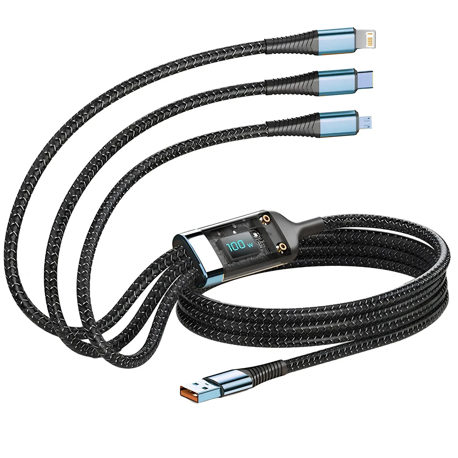 Câble de charge rapide 3-en-1 6A - USB-C, Micro-USB et Lightning - Image 6