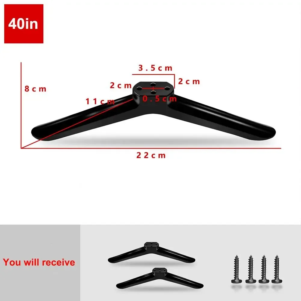Pieds de support TV universels avec vis - Noir - Image 3