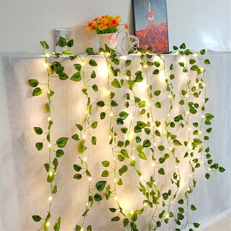 Guirlande lumineuse de vigne artificielle et fleurs pour décoration de Noël et mariage - Image 3