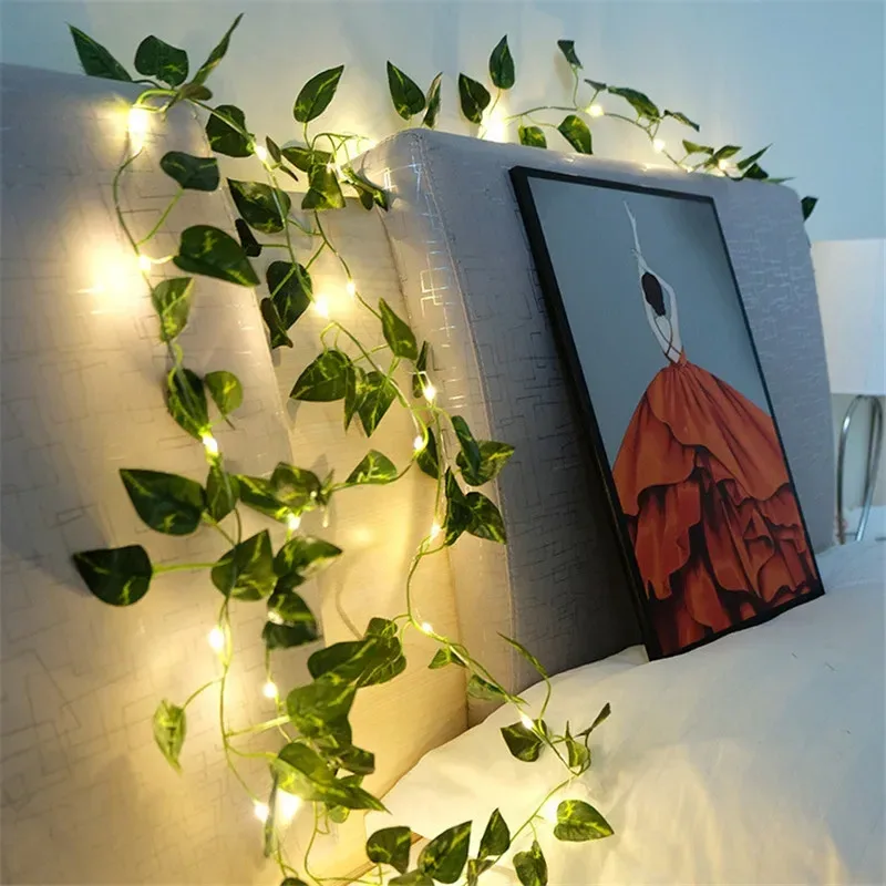 Guirlande lumineuse de vigne artificielle et fleurs pour décoration de Noël et mariage - Image 6