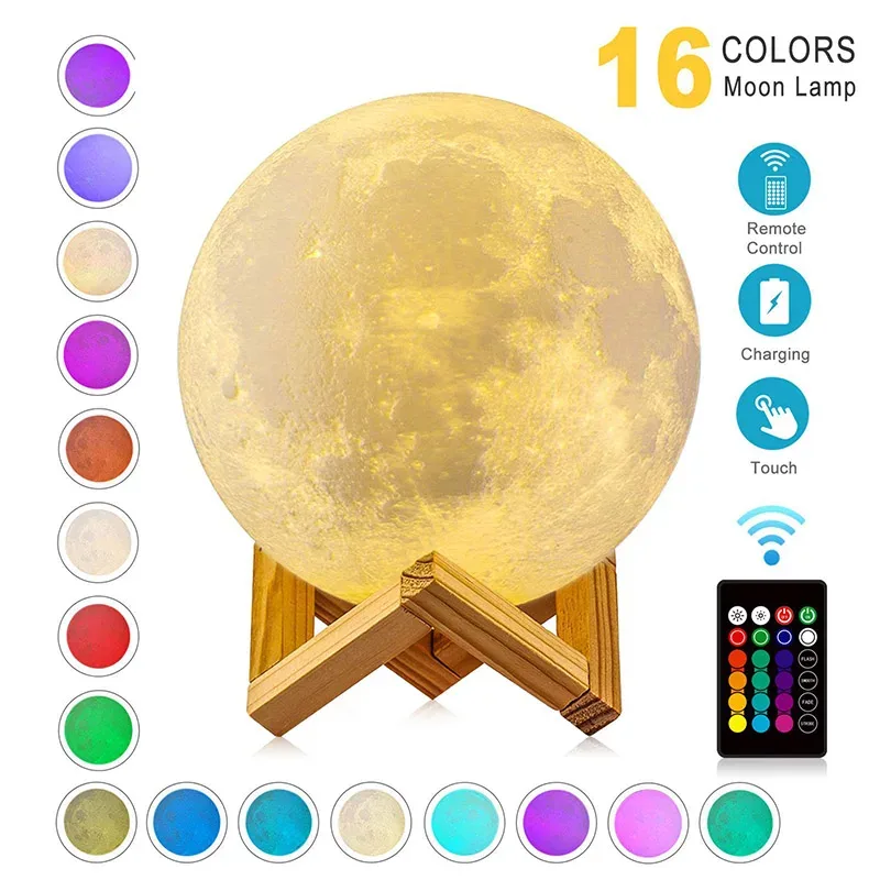 Lampe Lune LED 3D Tactile et Rechargeable - Image 1