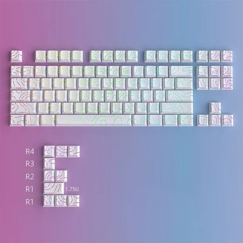 Keycaps PBT 97 Touches - Profil Cherry - Double Injection - Rétroéclairage Latéral - Design Contour Blanc - Image 2