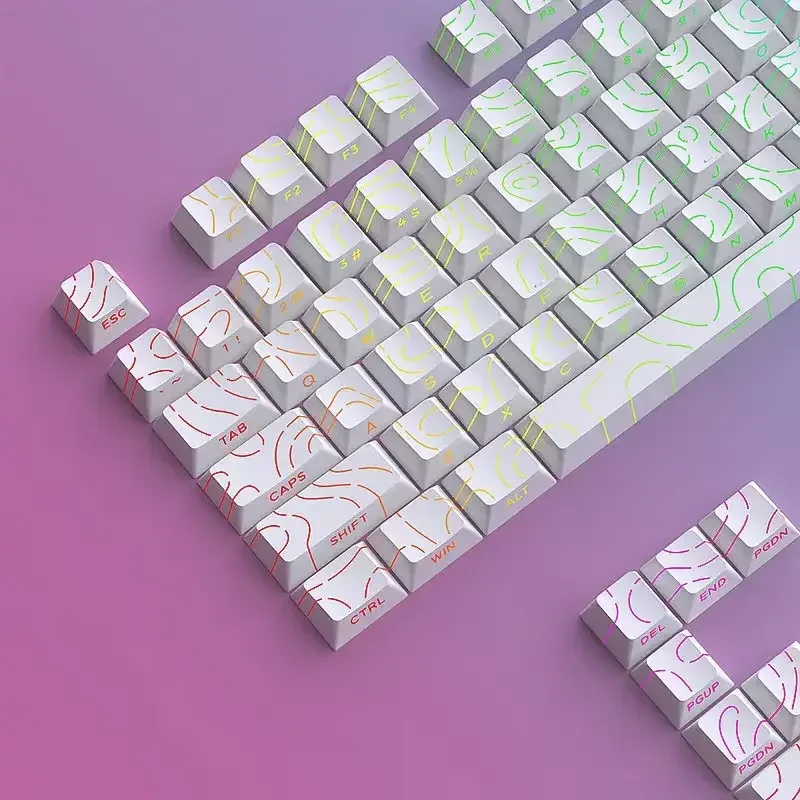 Keycaps PBT 97 Touches - Profil Cherry - Double Injection - Rétroéclairage Latéral - Design Contour Blanc - Image 1