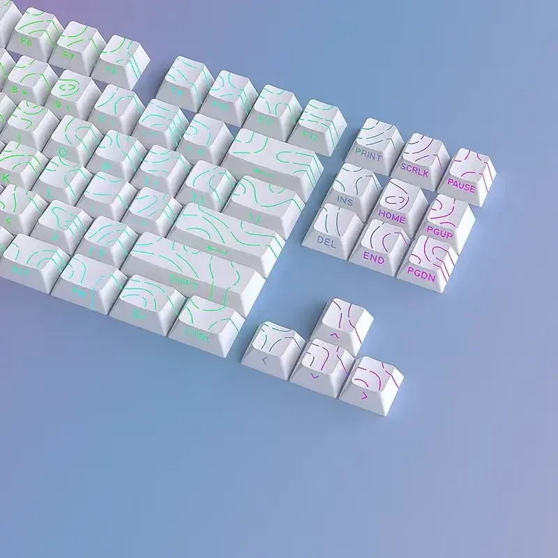 Keycaps PBT 97 Touches - Profil Cherry - Double Injection - Rétroéclairage Latéral - Design Contour Blanc - Image 3