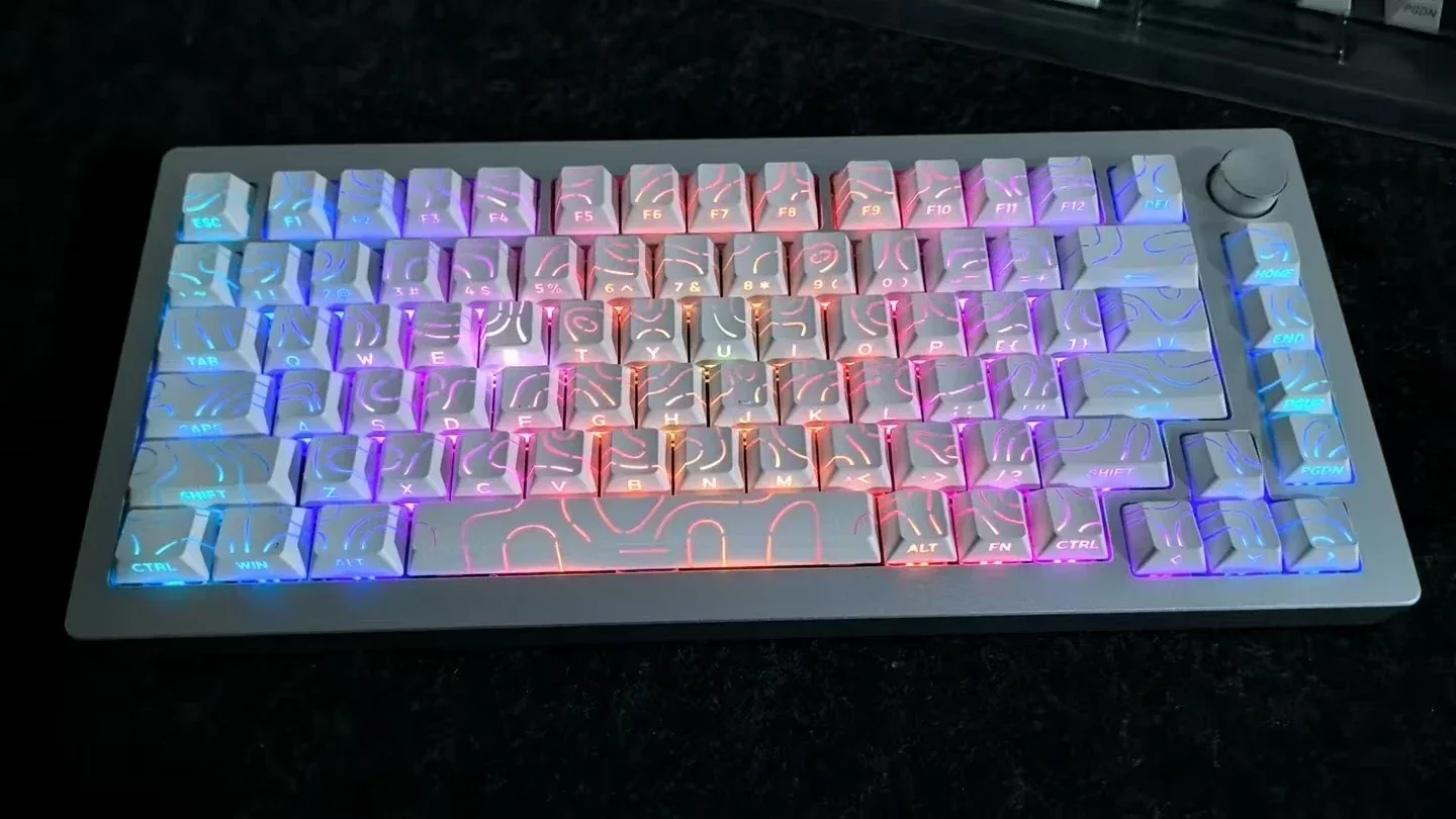 Keycaps PBT 97 Touches - Profil Cherry - Double Injection - Rétroéclairage Latéral - Design Contour Blanc - Image 5
