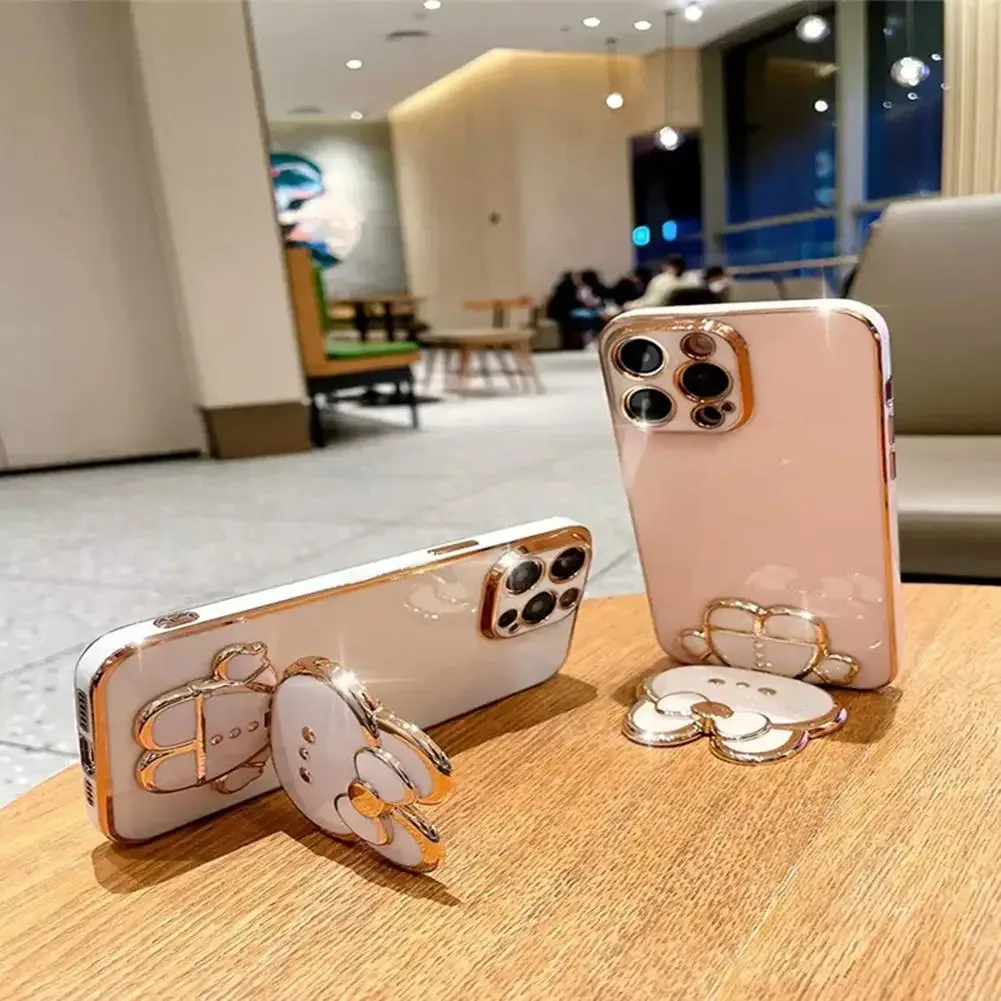 Support de téléphone 2-en-1 en métal avec miroir de maquillage intégré - Motif Chat - Image 3