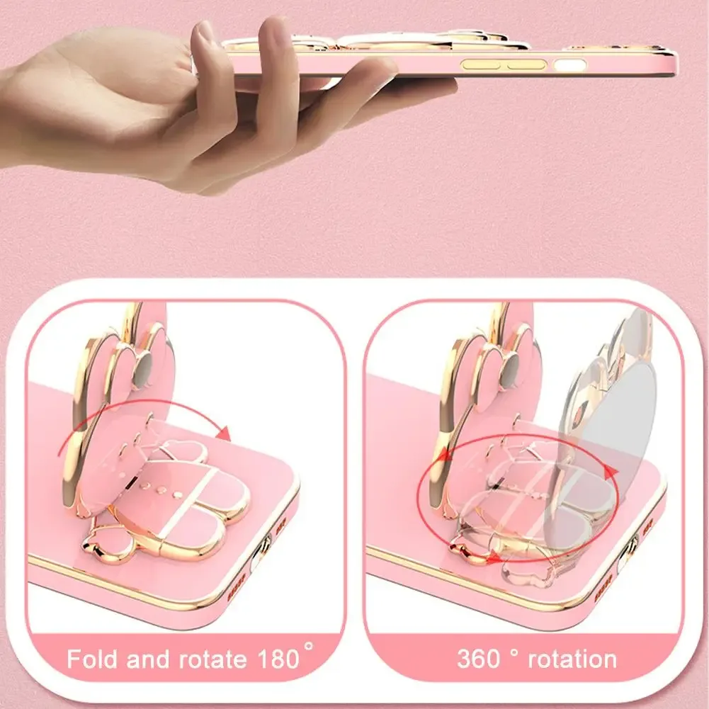 Support de téléphone 2-en-1 en métal avec miroir de maquillage intégré - Motif Chat - Image 5