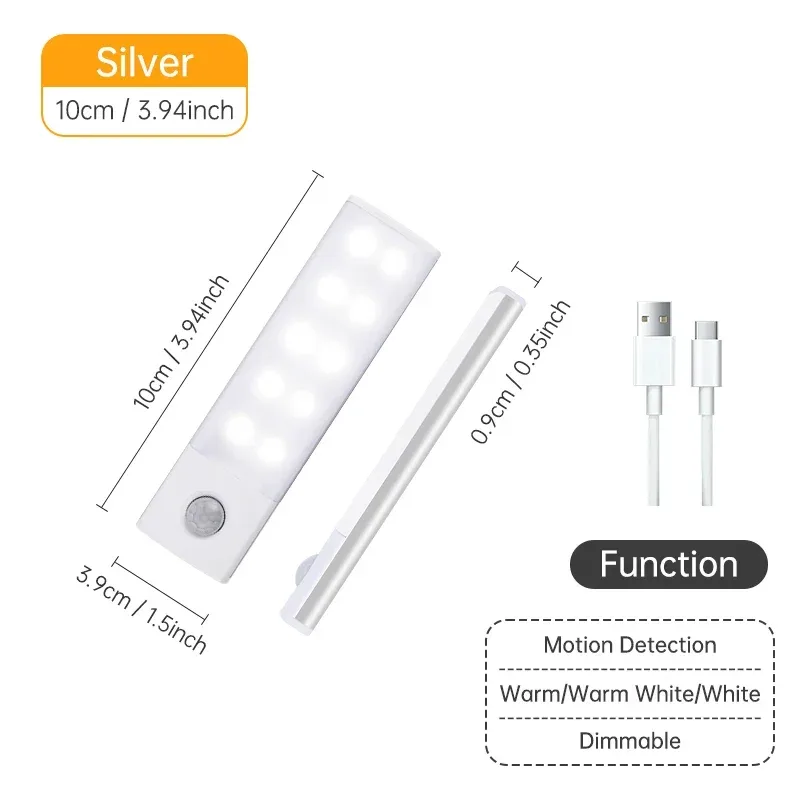 Réglette LED sans fil rechargeable avec détecteur de mouvement pour placard et armoire 11