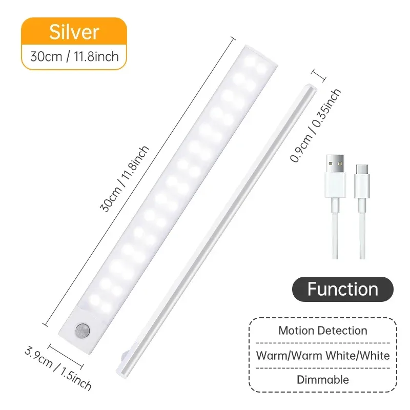 Réglette LED sans fil rechargeable avec détecteur de mouvement pour placard et armoire 14