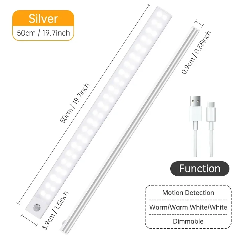 Réglette LED sans fil rechargeable avec détecteur de mouvement pour placard et armoire 15