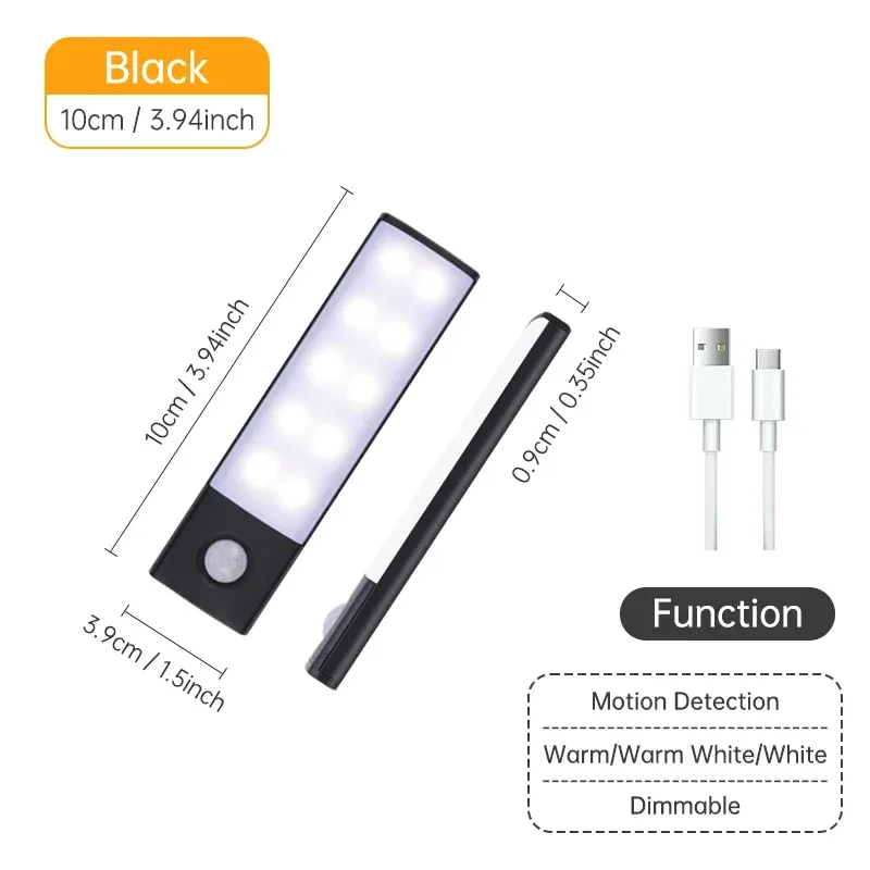 Réglette LED sans fil rechargeable avec détecteur de mouvement pour placard et armoire 13