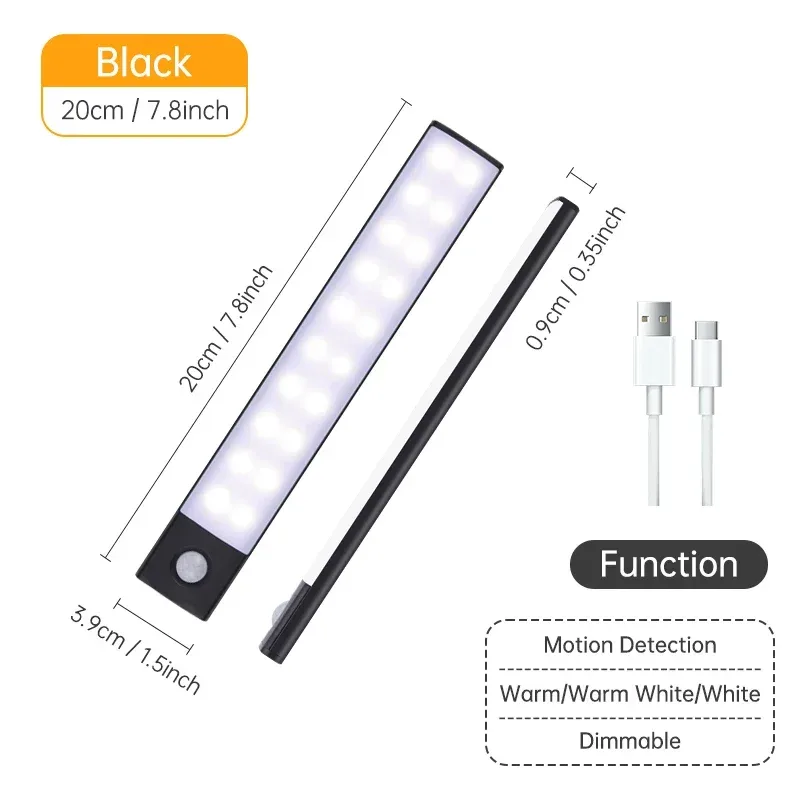 Réglette LED sans fil rechargeable avec détecteur de mouvement pour placard et armoire 9