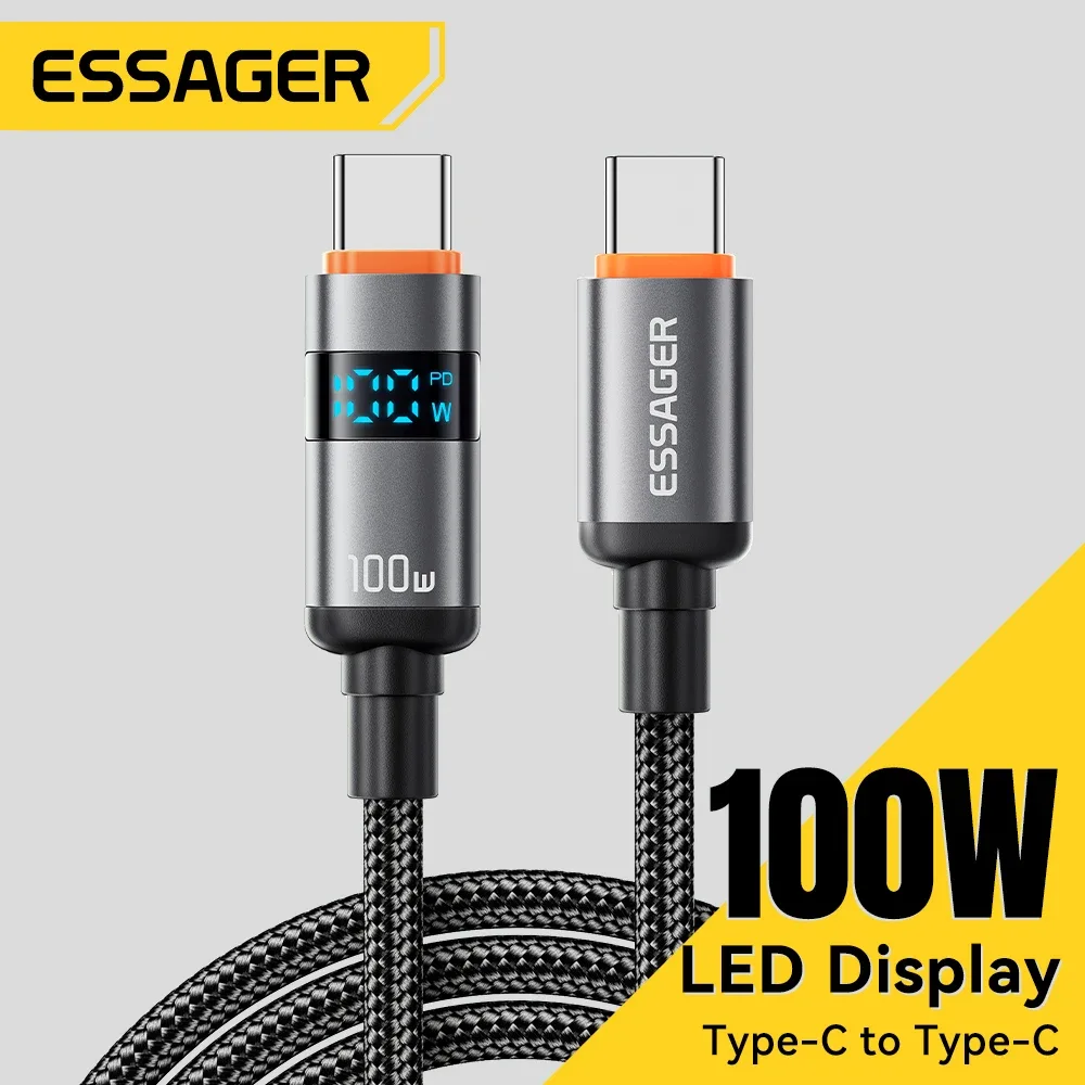 Essager - Câble de charge rapide USB-C vers USB-C 100W PD avec affichage digital - Image 1