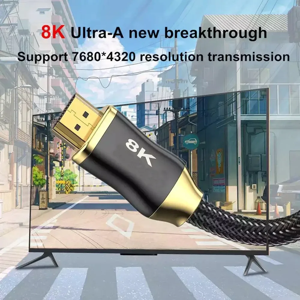 Câble HDMI 2.1 Ultra Haute Vitesse - 8K 60Hz / 4K 120Hz - 48Gbps - HDR & eARC - Compatible PS5, Apple TV et Projecteurs - Image 5