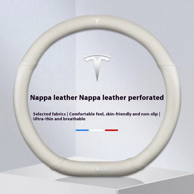 Housse de volant antidérapante en daim et cuir pour Tesla Model 3, Y, S, X et Roadster - Image 6