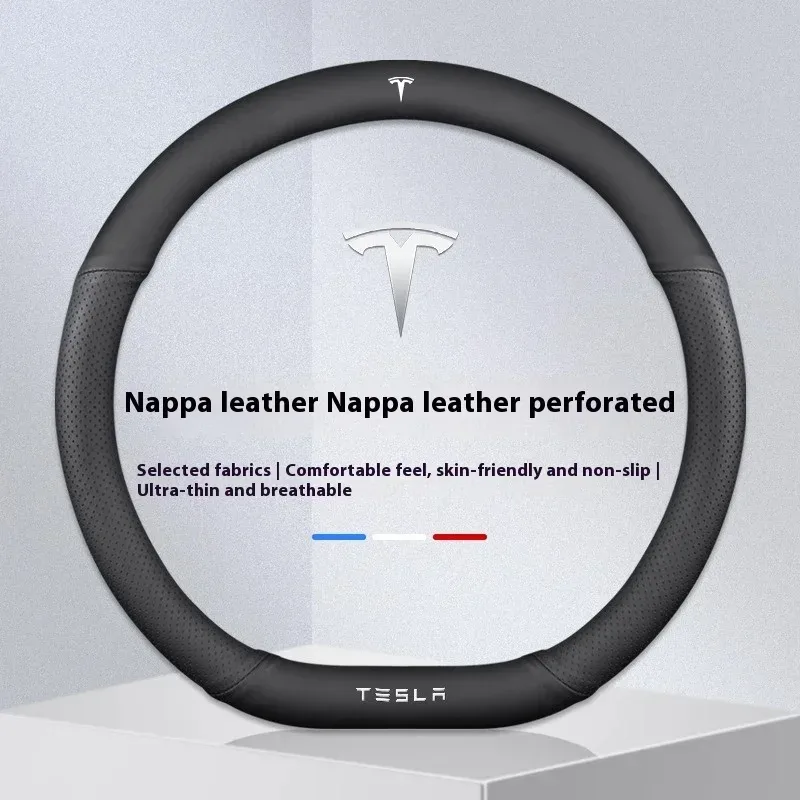 Housse de volant antidérapante en daim et cuir pour Tesla Model 3, Y, S, X et Roadster - Image 5
