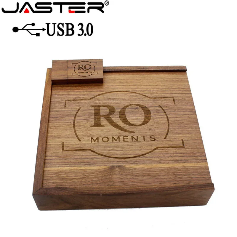 Album photo en bois avec coffret et clé USB 3.0 - Cadeau de mariage (170 x 170 x 35 mm) - Image 3