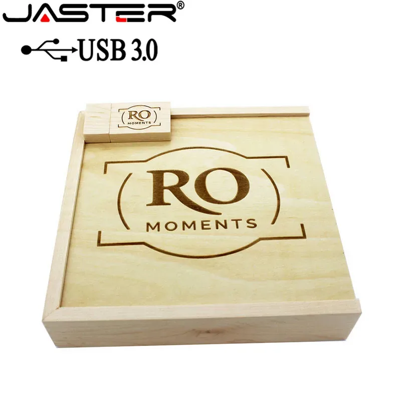 Album photo en bois avec coffret et clé USB 3.0 - Cadeau de mariage (170 x 170 x 35 mm) - Image 4