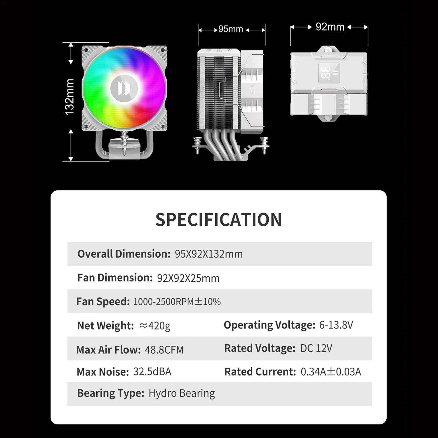 UPSIREN Walrus Assassin 90 - Ventirad avec affichage de température, ventilateur ARGB PWM 90mm, compatible LGA1700/AM5 - Image 6