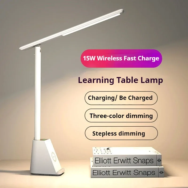 Lampe de bureau LED intelligente 15W avec chargeur sans fil et protection oculaire - Image 1