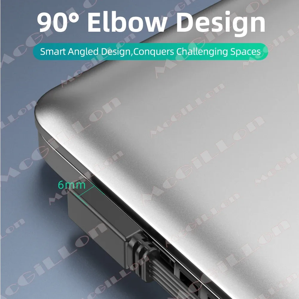 Câble USB vers USB-C plat et flexible, coudé à 90° (10 cm / 30 cm / 50 cm) - Image 4