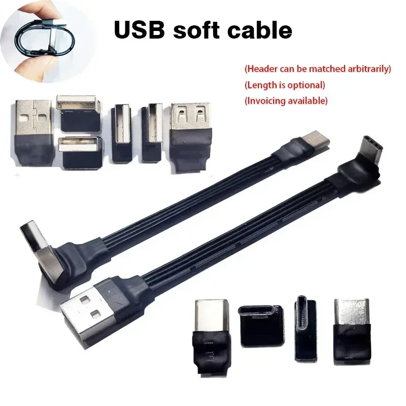 Câble USB vers USB-C ultra-fin en silicone flexible - Angle 90° - USB 2.0 - Image 2