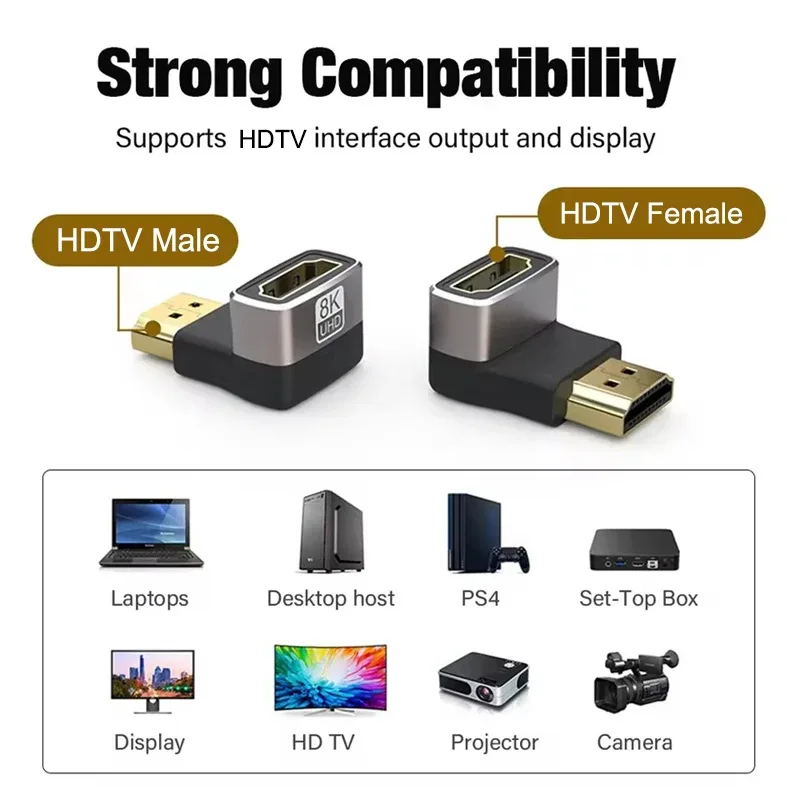 Adaptateur HDMI 8K coudé à 90 degrés (HDMI 2.1) - Mâle vers Femelle - Image 5