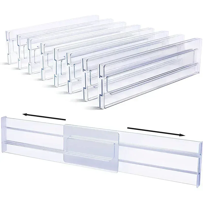 Séparateurs de tiroir extensibles en plastique transparent, 27,5 à 52 cm (Hauteur 8 cm) - Image 1