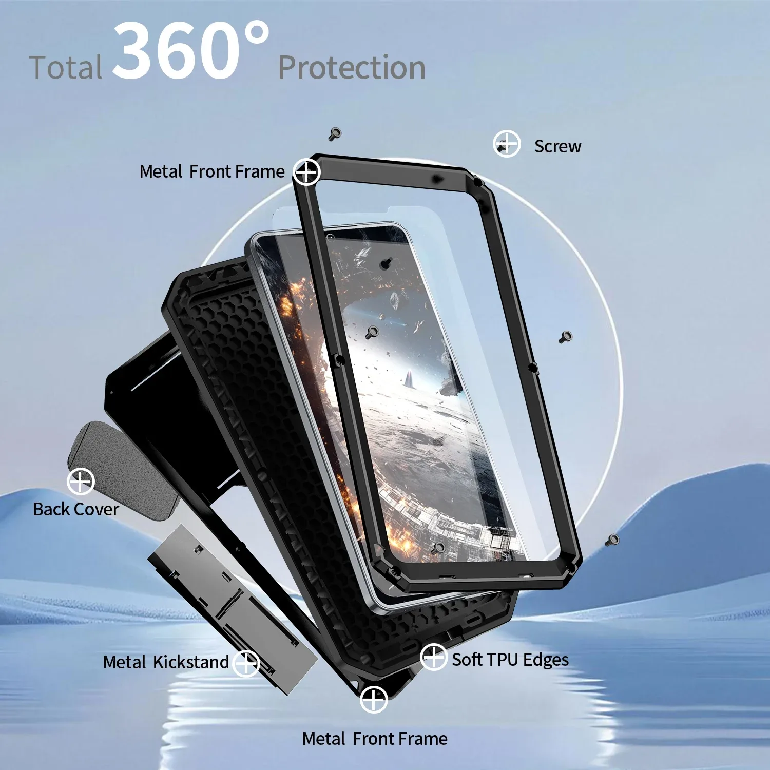 Coque de protection antichoc pour Samsung Galaxy S21/S22/S23/S24/S25, cache-caméra coulissant, support intégré et protection d'écran en verre. - Image 2