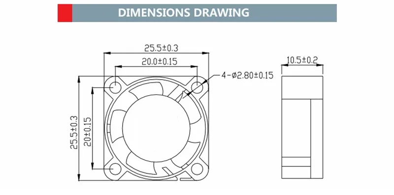 Détails techniques du ventilateur 25mm