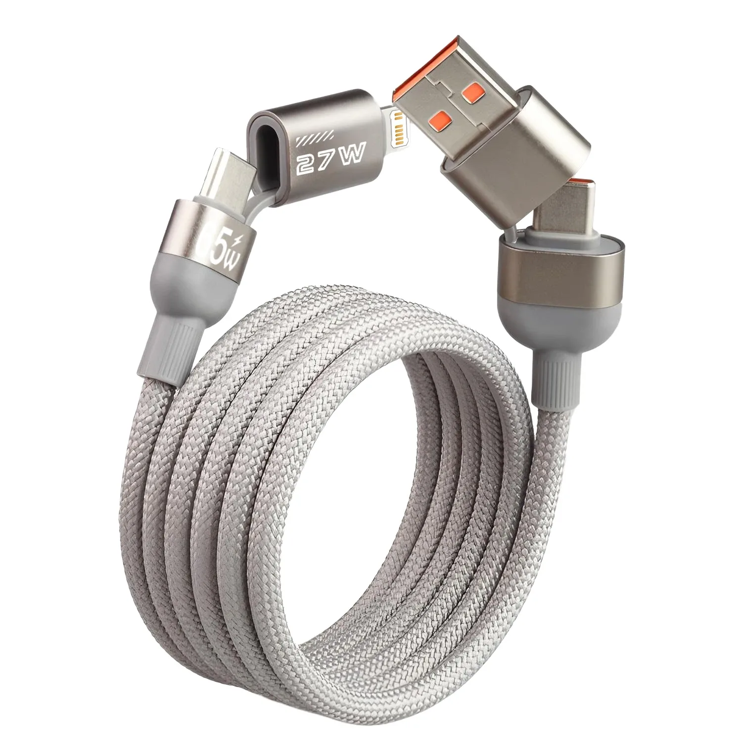 Câble USB-C magnétique 4-en-1 PD 65W - Charge rapide anti-enchevêtrement 6
