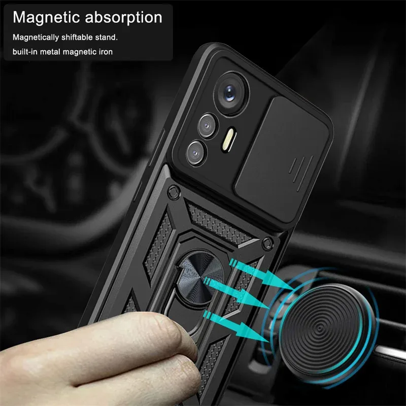 Coque Antichoc avec Cache Caméra Coulissant et Anneau Support pour Xiaomi 12 / 12 Pro / 12 Lite / 12X - Image 2