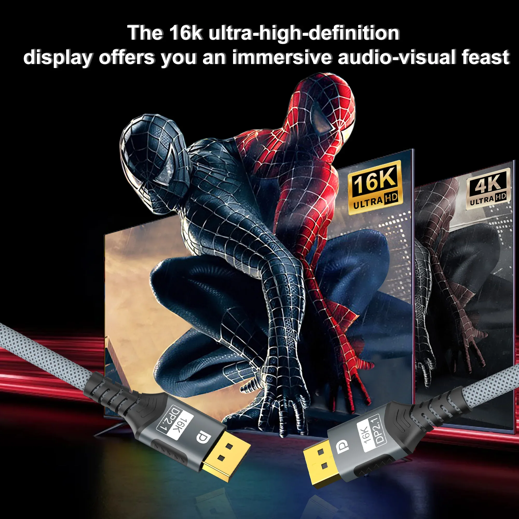 Câble DisplayPort 2.1 16K - 8K@60Hz, 4K@240Hz, 2K@360Hz - HDR10 DSC 1.2a pour moniteur gaming et PC portable - Image 4