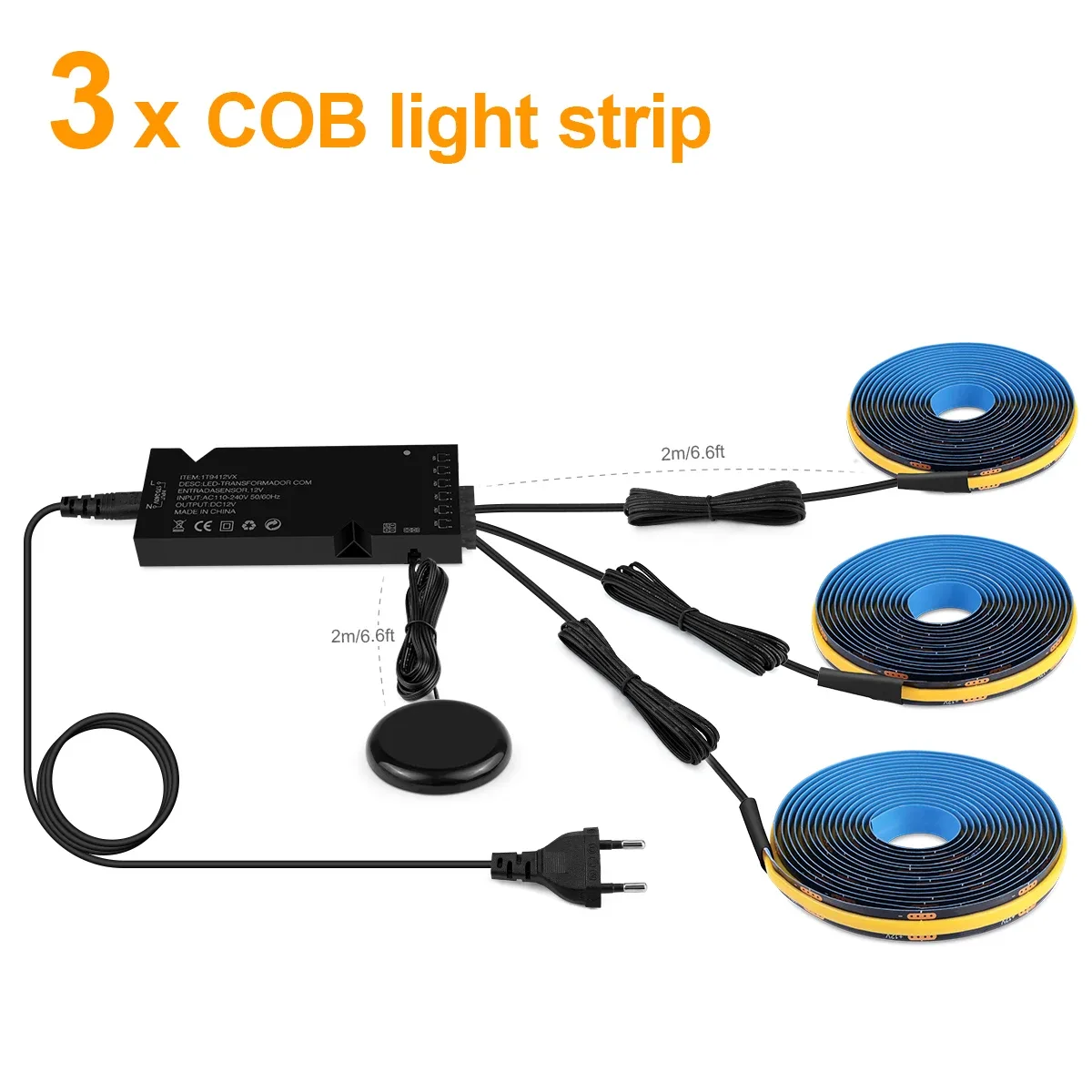 Applique murale LED COB noire avec variateur tactile et design discret 10