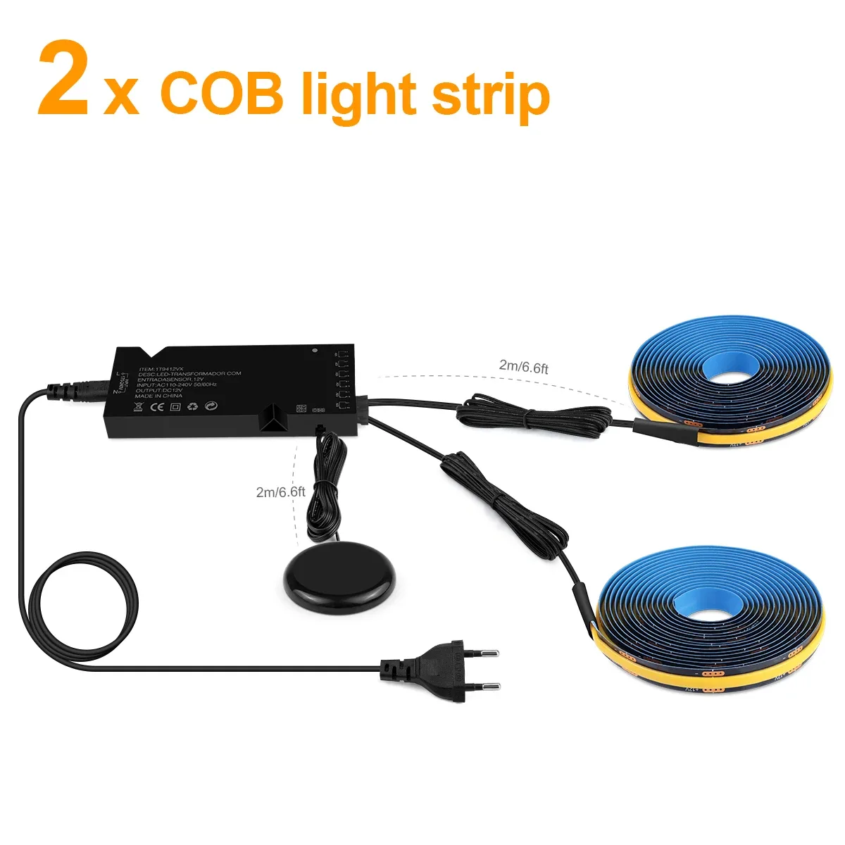 Applique murale LED COB noire avec variateur tactile et design discret 11