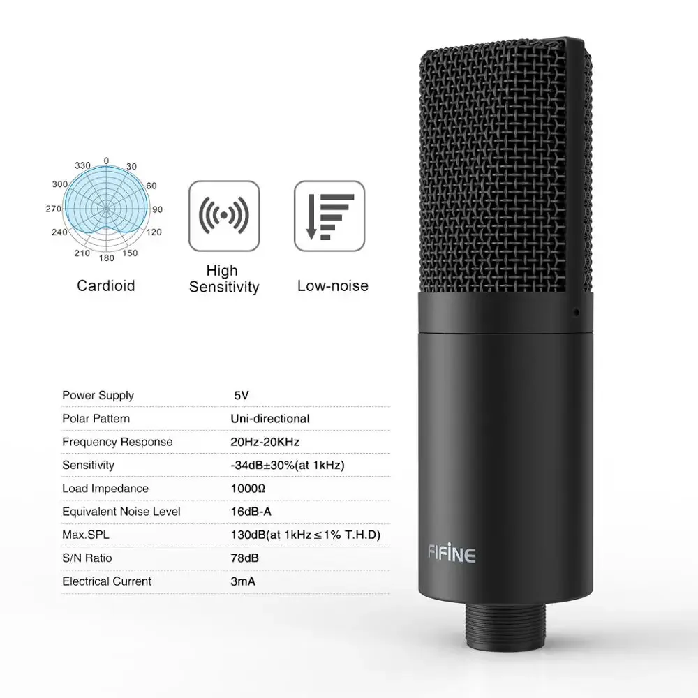 Microphone USB FIFINE K780 avec bras articulé, support antichoc et filtre anti-pop pour podcast et voix off - Image 4