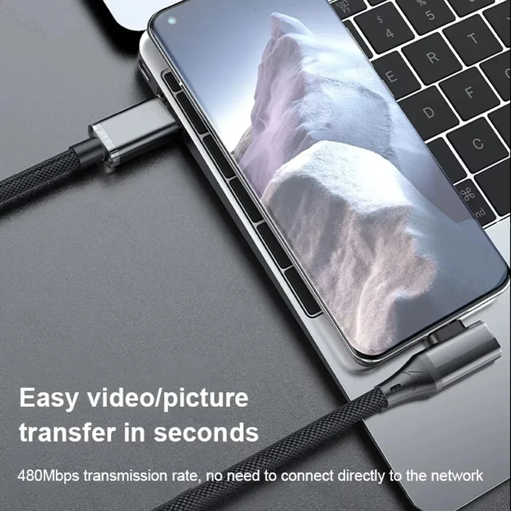 Câble USB-C vers USB-C 120W 6A - Connecteur Coudé à 90° - Charge Rapide et Transfert de Données - Image 6